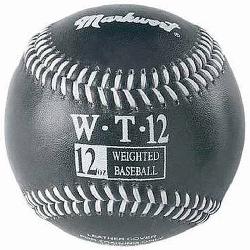  Leather Covered Training Baseball 12 OZ  Build your arm strength with Markwort training weig